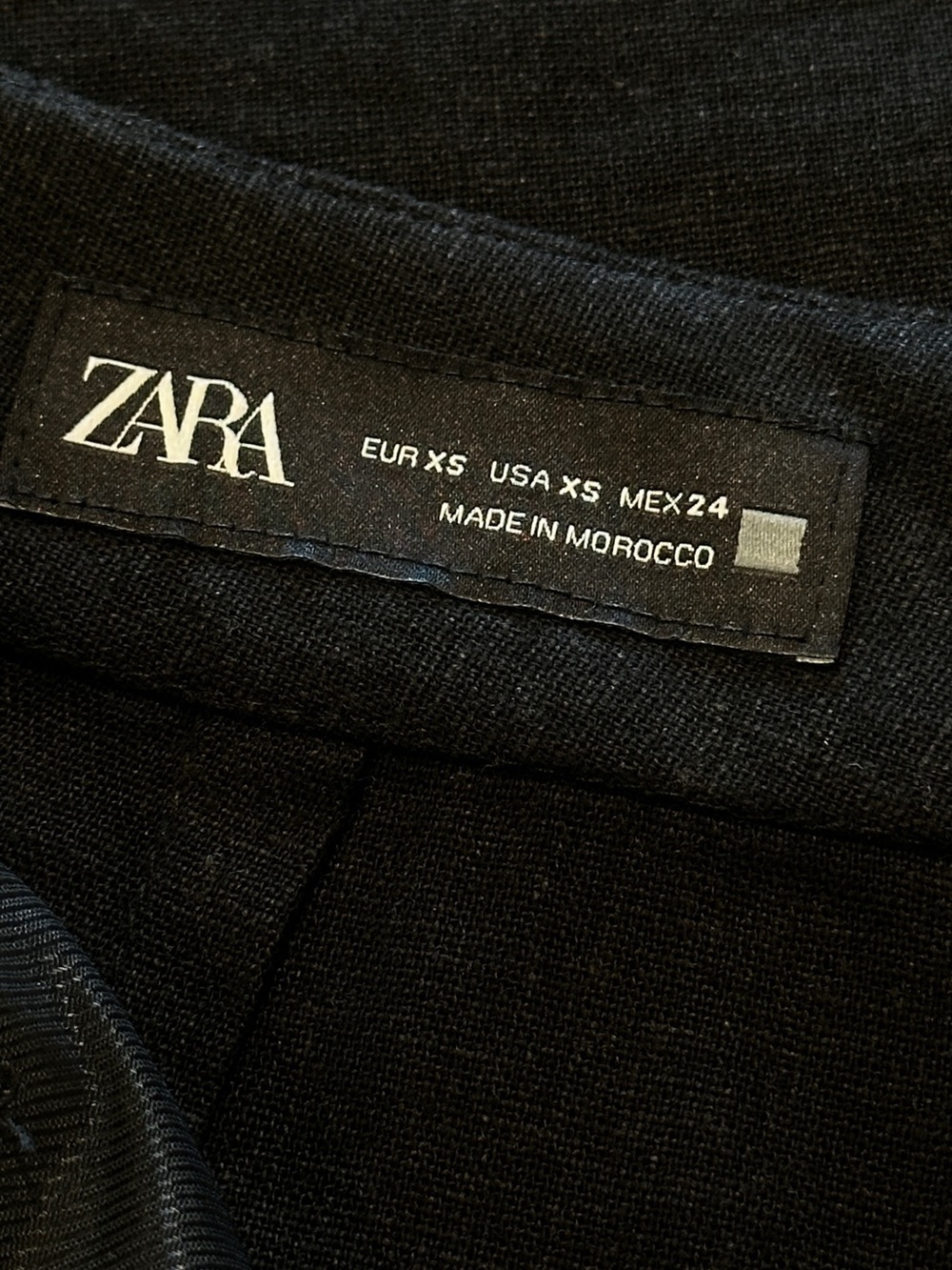 NWOT Zara Black Linen Pant Size XS Wide Leg Viral Relaxed Fit Casual Trendy - Picture 4 of 4